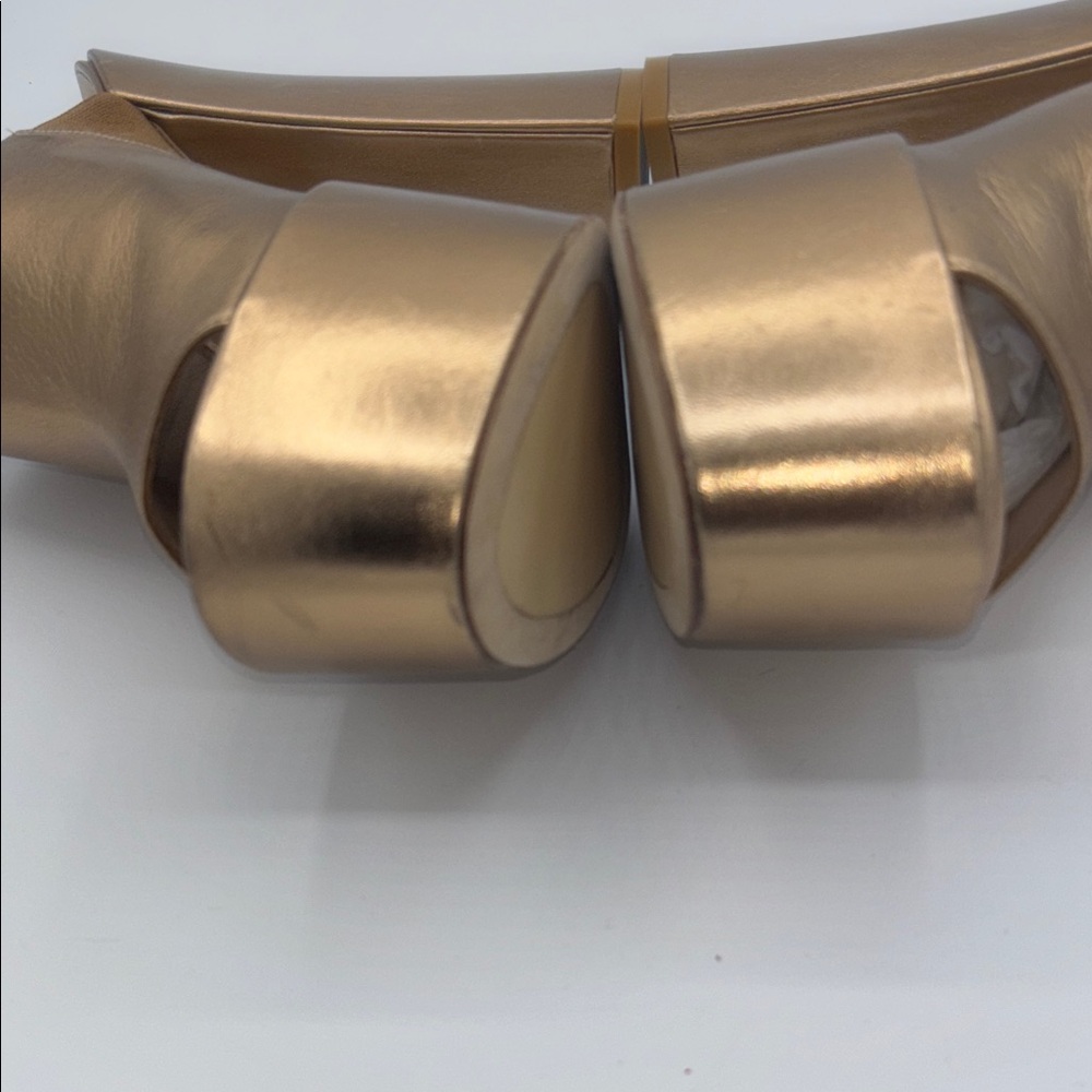 Stuart Weitzman Metallic Gold Mules SKYHIGH 145 Platform Slide Sandal Size 9 - Picture 7 of 13